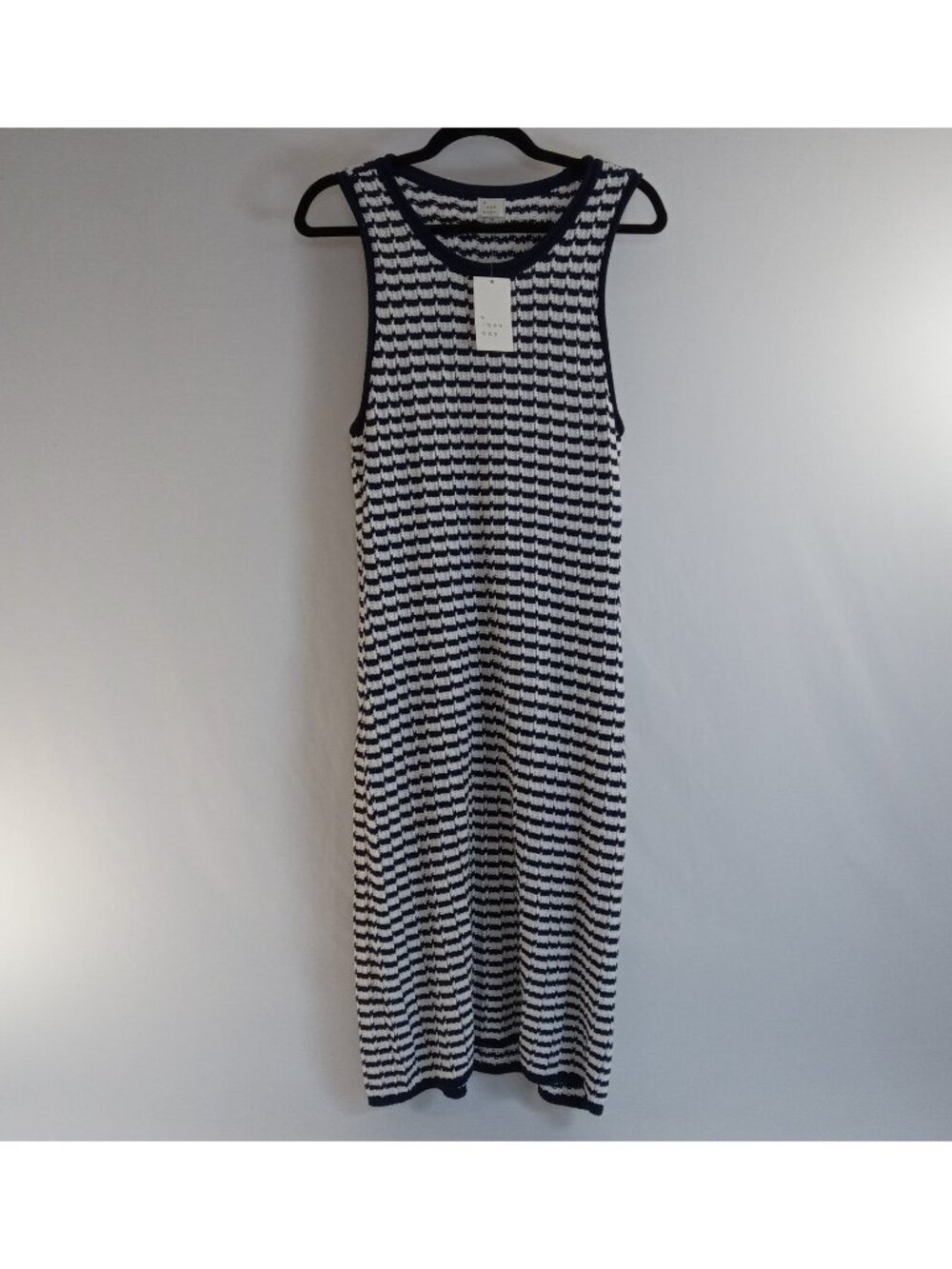 A New Day Women's Navy Blue White Striped Knit Sleeveless Midi Dress Size XL